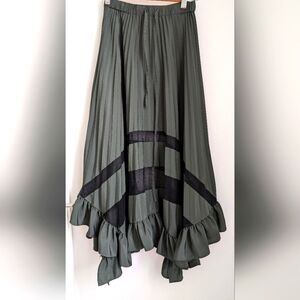 Claudie Pierlot pleated skirt, olive green